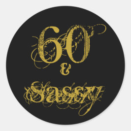 Adesivo 60ª Festa de aniversário 60 e preto e Dourado