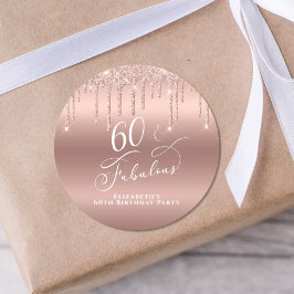 Adesivo 60ª Festa de aniversário fabulosa com brilho Doura