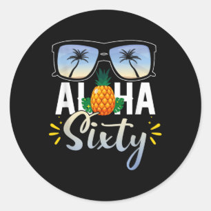 Adesivo 60º aniversário Aloha Sessenta Férias Tropicais de