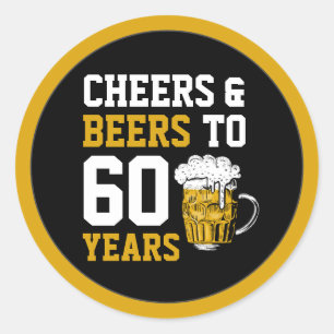 Adesivo 60º Aniversário Cheers & Beers a 60 Anos Quadrad