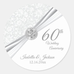 Adesivo 60º aniversário do Casamento Branco de Diamond