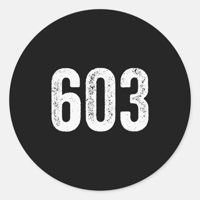 Adesivo 603 Distressed New Hampshire Area Code  (Frente)
