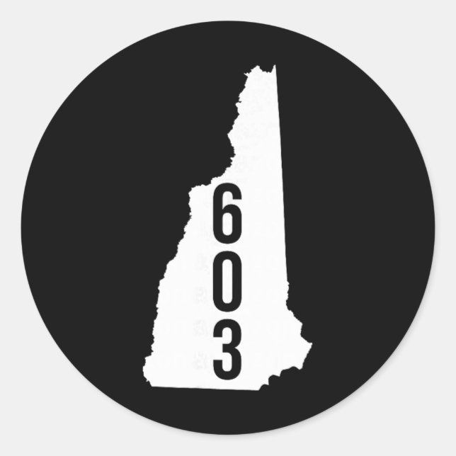Adesivo 603 Nh New Hampshire Area Code State Map Tee  (Frente)