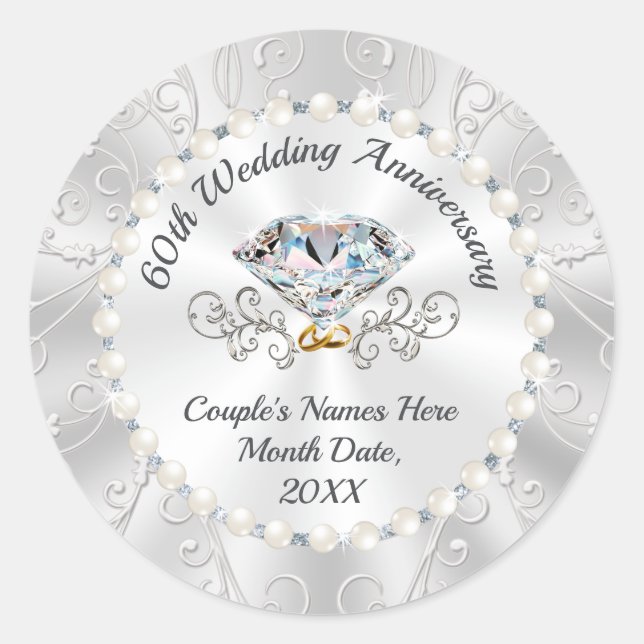 Adesivo 60.º Aniversário de Vinhetas para Favores, Envelop (Frente)