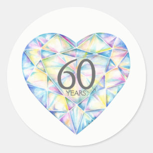 Adesivo 60 do diamante do coração da aguarela anos de