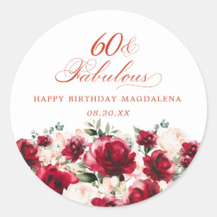 Adesivo 60 e Fabuloso Aniversário Personalizado