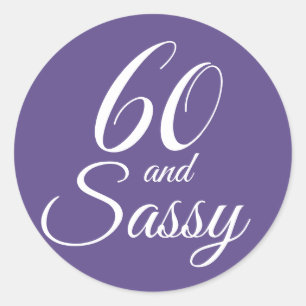 Adesivo 60 e Sassy Tipografia 60.o Aniversário