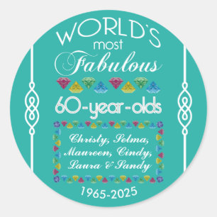 Adesivo 60th Aniversário a maioria de grupo fabuloso de