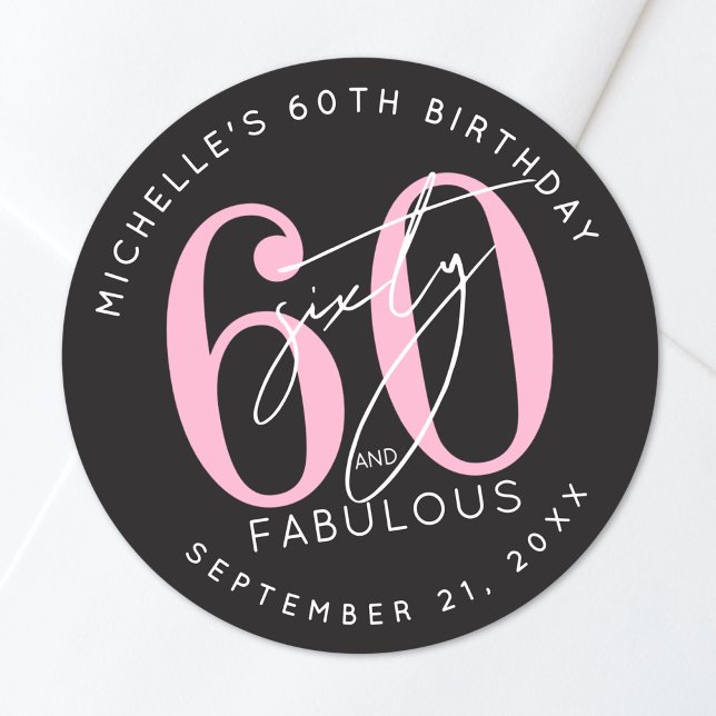 Adesivo 60th Birthday Party (60th Birthday Party Classic Round Sticker )