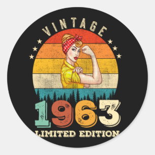 Adesivo 62 anos Idade, Dia 1963 Vintage 62º Aniversário Mu