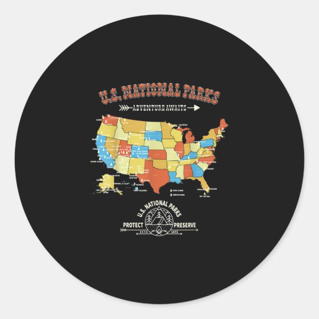 Adesivo 63 Mapa Nacional de Parques - Vintage American Hik (Frente)