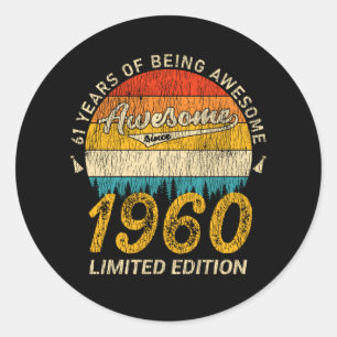 Adesivo 65 anos de idade 1960 Retro Incrível 65º presente