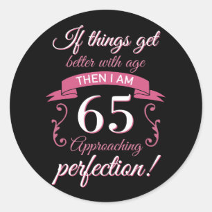 Adesivo 65th aniversário engraçado 'Perfection