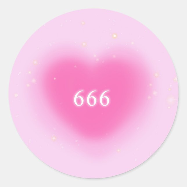 Adesivo 666 Número Anjo Estético Coração Rosa Moderno (Frente)
