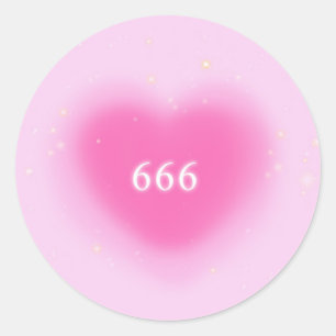 Adesivo 666 Número Anjo Estético Coração Rosa Moderno