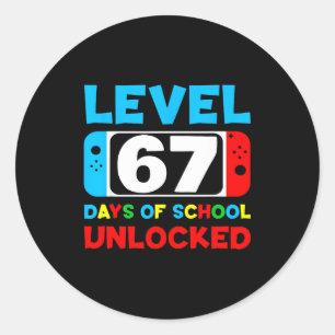 Adesivo 67º Dia De Escola Gamer Nível 67 Dias Desbloqueado