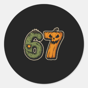 Adesivo 67 Abóbora Zumbi Seis Sete Meme de Halloween 