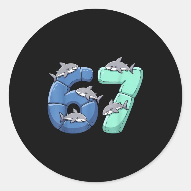 Adesivo 67 Animals Funny 67 Brainrot Youth Kids Shark 67  (Frente)