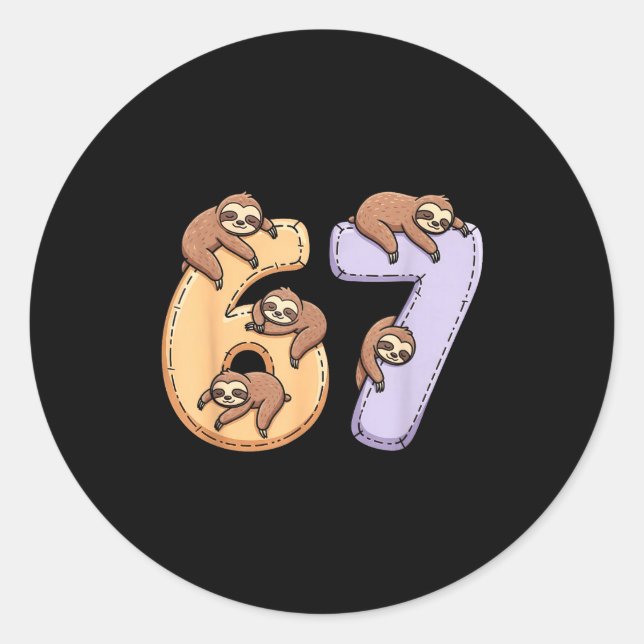 Adesivo 67 Animals Funny 67 Brainrot Youth Kids Sloth 67  (Frente)