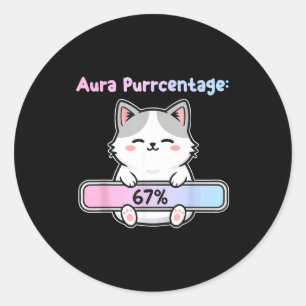 Adesivo 67 Aura de Gato Engraçado Energia no Seis Sete Mem