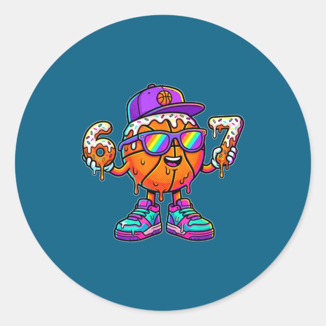 Adesivo 67 Basketball Drip Six Seven Funny Meme Gen Alpha  (Frente)
