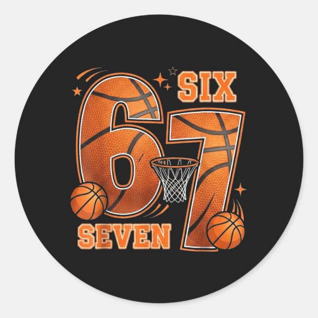 Adesivo 67 Basquete Aniversário 6 7 Aro (Frente)