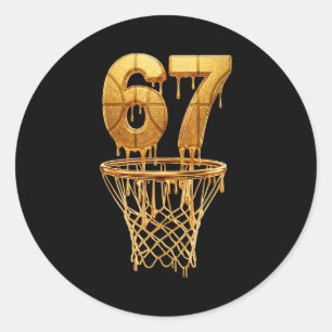 Adesivo 67 Basquete com Gotejamento Dourado 6 7 Seis Sete 