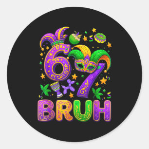 Adesivo 67 Bruh Mardi Gras Máscara de Bobo New Orleans _1
