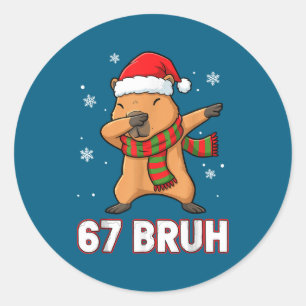 Adesivo 67 Bruh Seis Sete Meme Capivara Natal Crianças Men