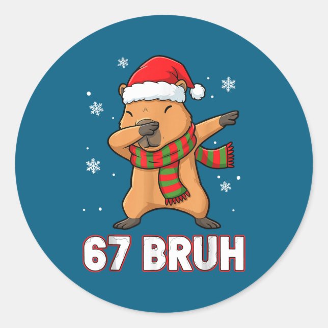 Adesivo 67 Bruh Six Seven Meme Capybara Christmas Kids Boy (Frente)