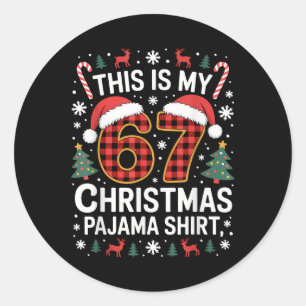 Adesivo 67 Camisa de Pijama de Natal Engraçada Seis Sete M