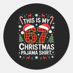 Adesivo 67 Camisa de Pijama de Natal Engraçada Seis Sete M