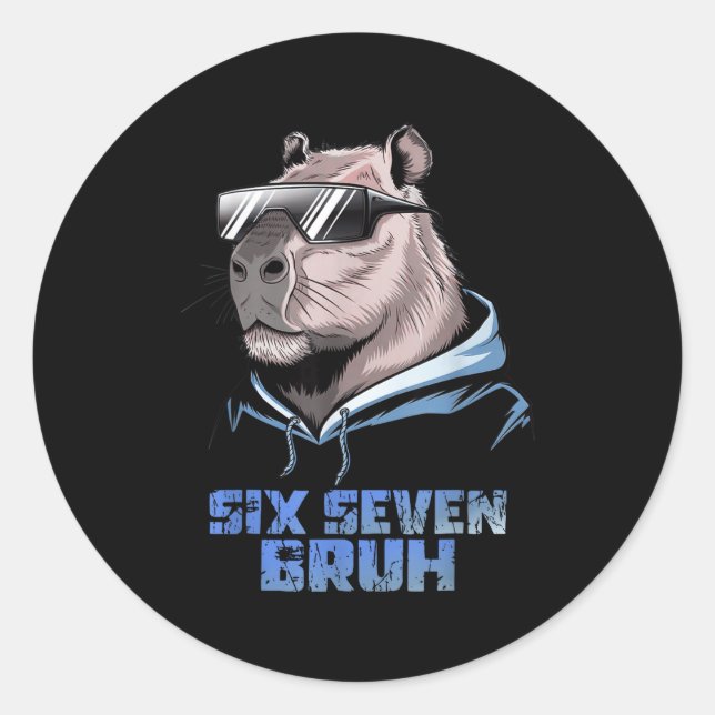 Adesivo 67 Capivara Meme Engraçado Seis Sete Bruh Capivara (Frente)