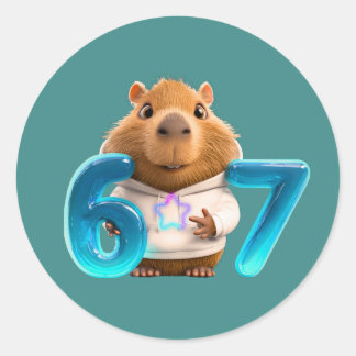Adesivo 67 Capy – Cute Capybara Round Sticker Teal Edition