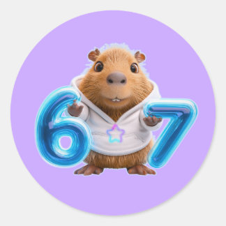 Adesivo 67 Capybara Round Sticker – Blue Glow | Lavender
