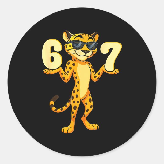 Adesivo 67 Cheetah Meme Six Seven Hands Motion Kids Teens  (Frente)