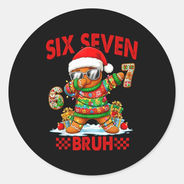 Adesivo 67 Christmas 6 7 Meme Gingerbread Man Xmas Pajamas (Frente)