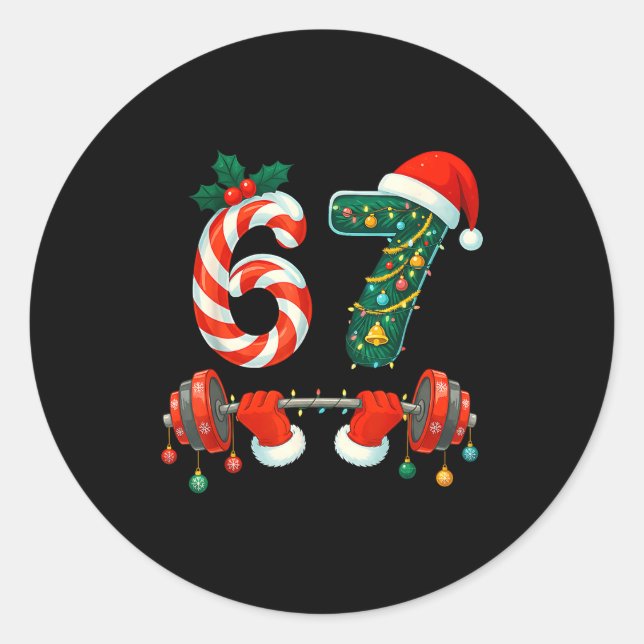 Adesivo 67 Christmas 6 7 Meme Gym Workout Fitness Men Wome (Frente)