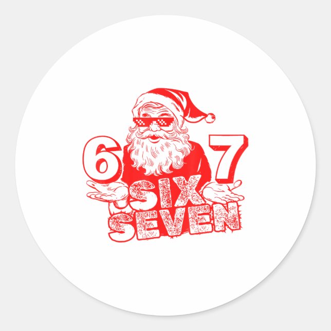 Adesivo 67 Christmas 6 7 Meme Six Seven Funny Santa Xmas B (Frente)