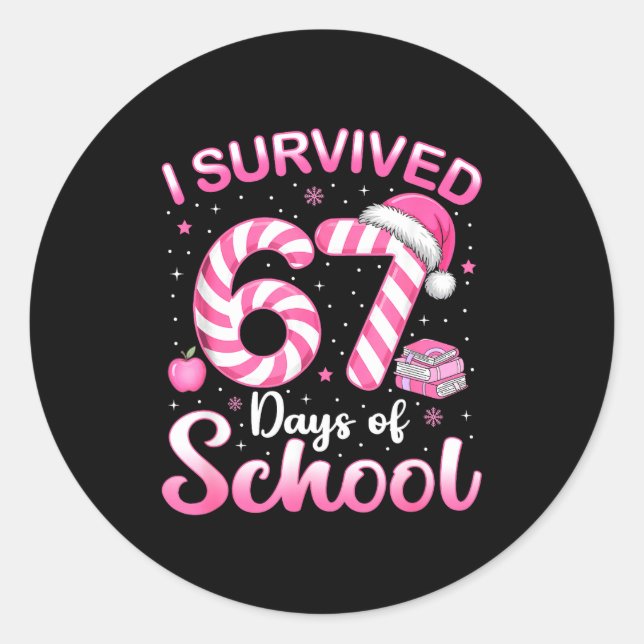 Adesivo 67 Christmas Shirt Teacher Kids I Survived 67 Days (Frente)