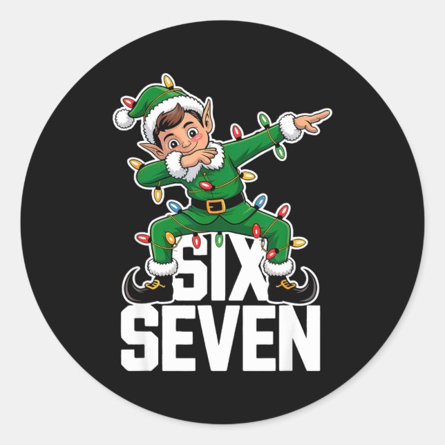 Adesivo 67 Christmas Six Seven 6 7 Meme Funny Dabbing Elf  (Frente)