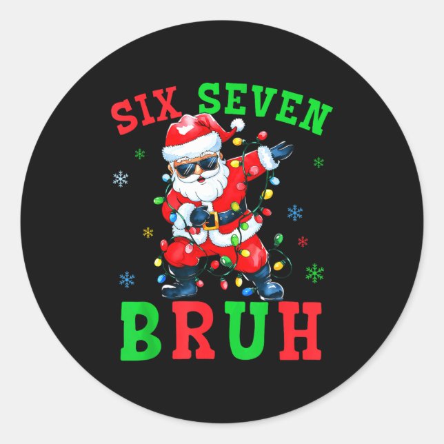 Adesivo 67 Christmas Six Seven Bruh Meme Santa Dabbing Chr (Frente)