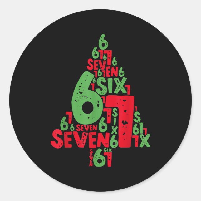 Adesivo 67 Christmas Tree Holiday Six Seven Meme Brainrot  (Frente)
