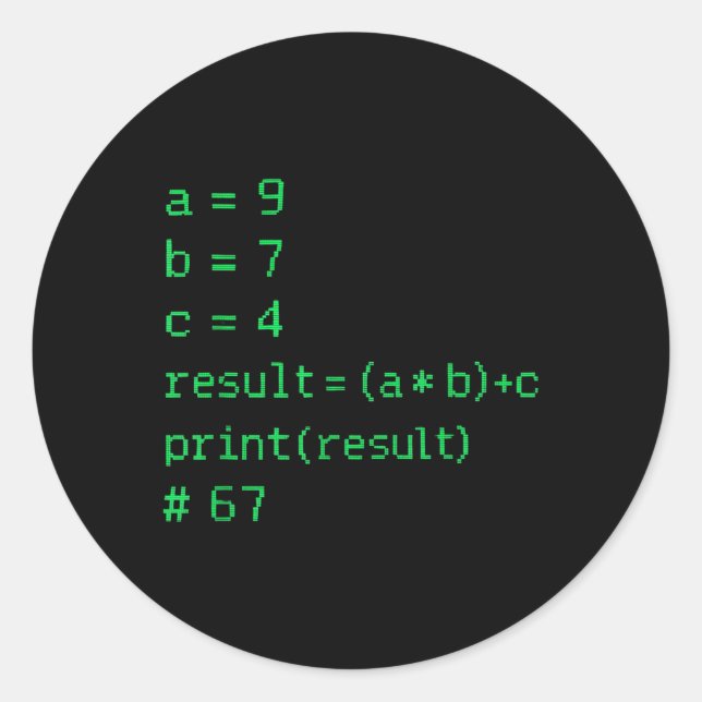 Adesivo 67 Código Python Meme Resultado Humor Geek Seis Se (Frente)