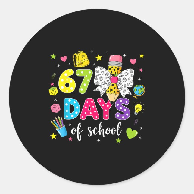 Adesivo 67 Days Of School Girls Coquette Bow Pencil 67 Day (Frente)