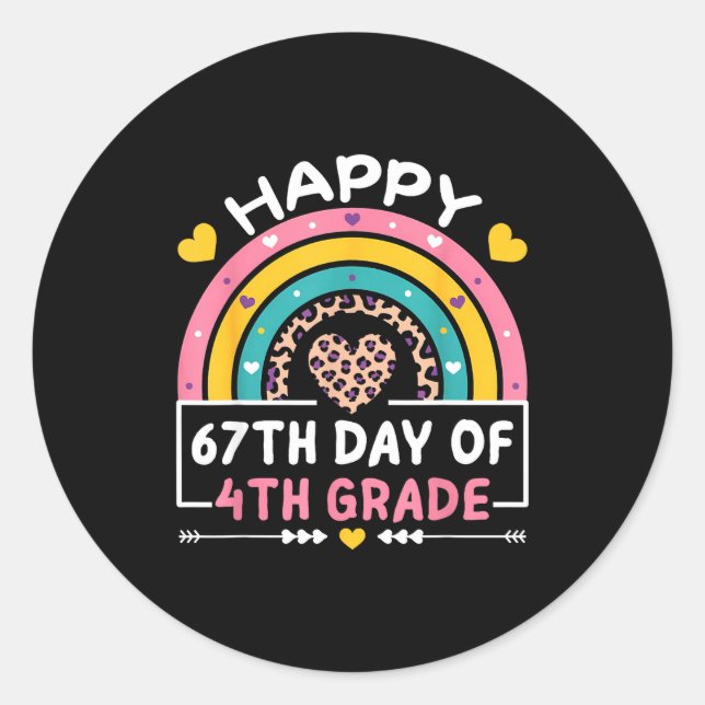 Adesivo 67 Days Of School Happy 67th Day Of 4th Grade Teac (Frente)