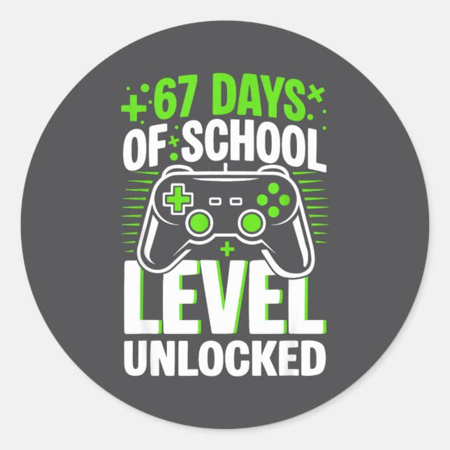 Adesivo 67 Days Of School Level Unlocked 67 Meme Gamer  (Frente)
