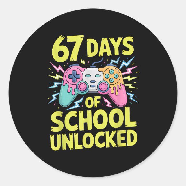 Adesivo 67 Days Of School Unlocked Gamer Gaming Boys Ice C (Frente)