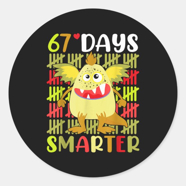 Adesivo 67 Days Smarter Little Monster 67th Day School Gir (Frente)