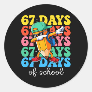 Adesivo 67 Dias De Escola Dabbing Lápis Meninos Crianças S